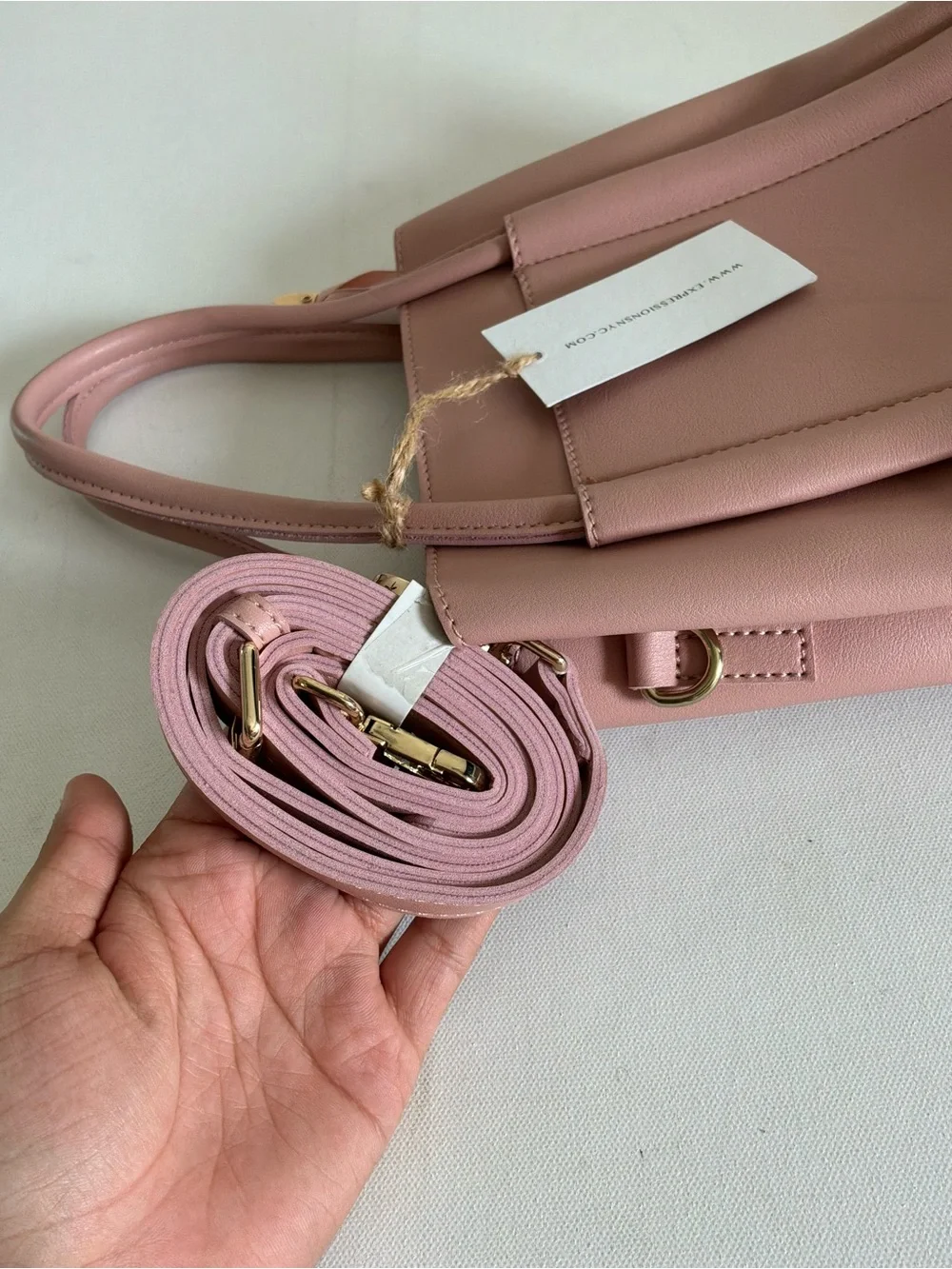 Expressions NYC Blush Pink Mini Tote Crossbody Bag NWT Vegan Leather